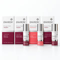 Environ Discovery Minis: the four 5ml boxes (Revival Masque, 3DSynergé Filler Crème, Super Moisturiser, Avance DFP312 Elixir) with the Filler Crème, Super Moisturiser and Elixir bottles in front