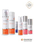 Environ Skin Essential Sequence: the six Skin EssentiA products with a "Two full-size gifts" badge